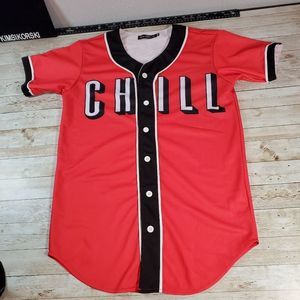 Mr.‎ Bao Long & Miss GO | NETFLIX & Chill Red Black White Baseball Jersey | XL